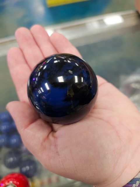 Marbleized Blue/Black 2.25" diameter round gear shift knob w/ 1/2" x 13 adapter