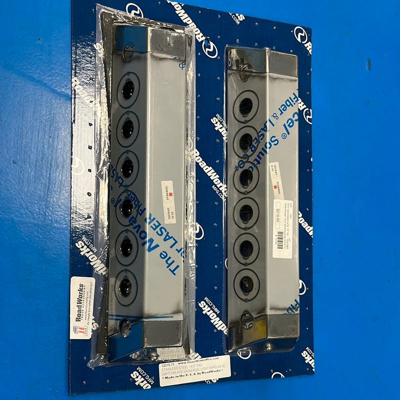 "Switchblade" 14.5" tall firewall light bars w/32 bullseye/button 3/4" light holes ONLY - PAIR