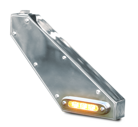 Peterbilt stainless steel mirror mount Amber/Red LED dual face side marker and turn signal light - CLEAR lens, PAIR