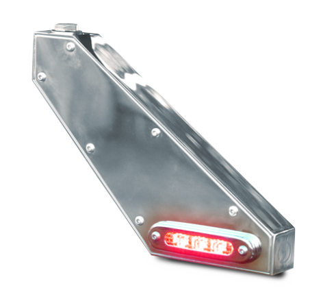 Peterbilt stainless steel mirror mount Amber/Red LED dual face side marker and turn signal light - CLEAR lens, PAIR