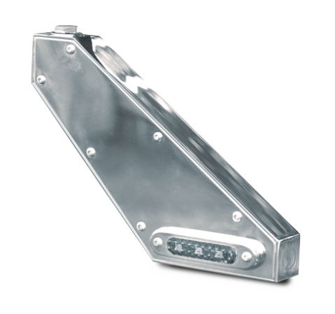 Peterbilt stainless steel mirror mount Amber/Red LED dual face side marker and turn signal light - CLEAR lens, PAIR