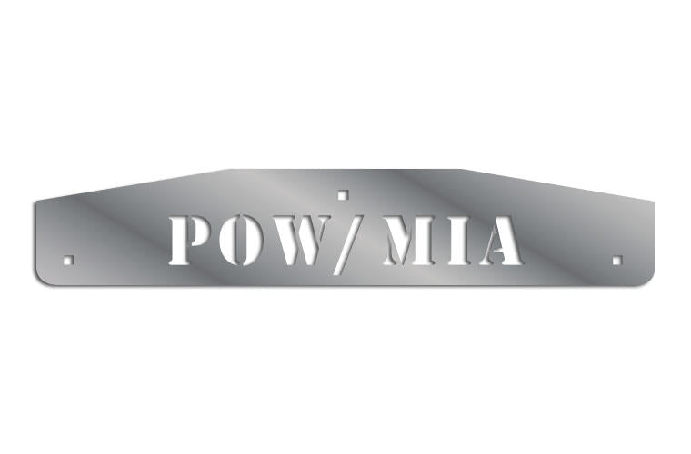 24" stainless steel cutout mudflap weights w/backs - PAIR - "POW/MIA"