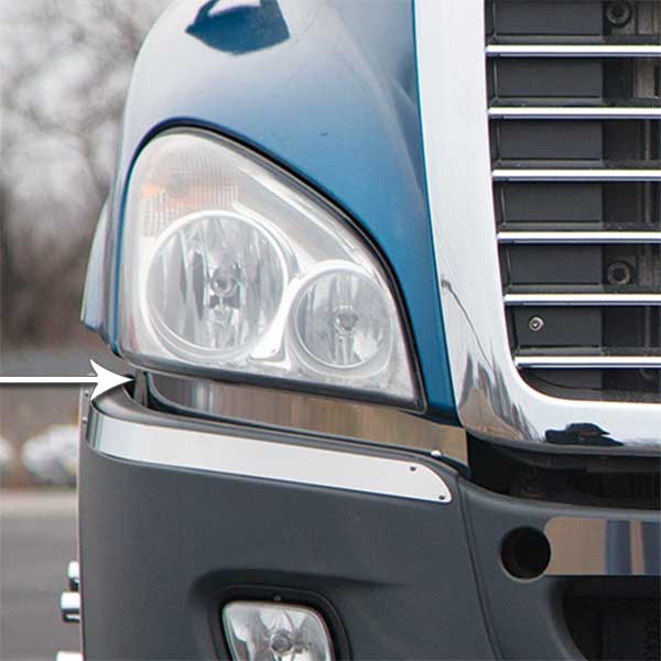 Freightliner Cascadia 2008-2017 stainless steel under headlight trims - PAIR