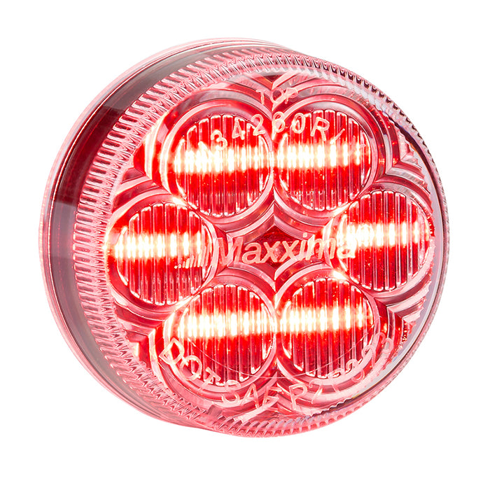 Maxxima red 2" round 6 diode LED marker light - CLEAR lens