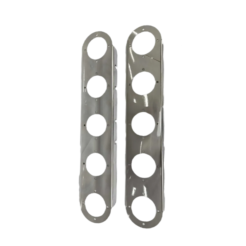 Peterbilt 379/389 stainless steel air cleaner bracket with 5 watermelon light holes - PAIR