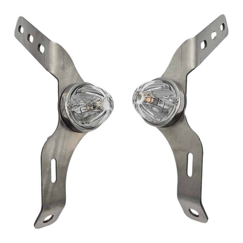 Peterbilt 388 / 389 / 589 stainless steel lower support bumper bracket with one watermelon light hole