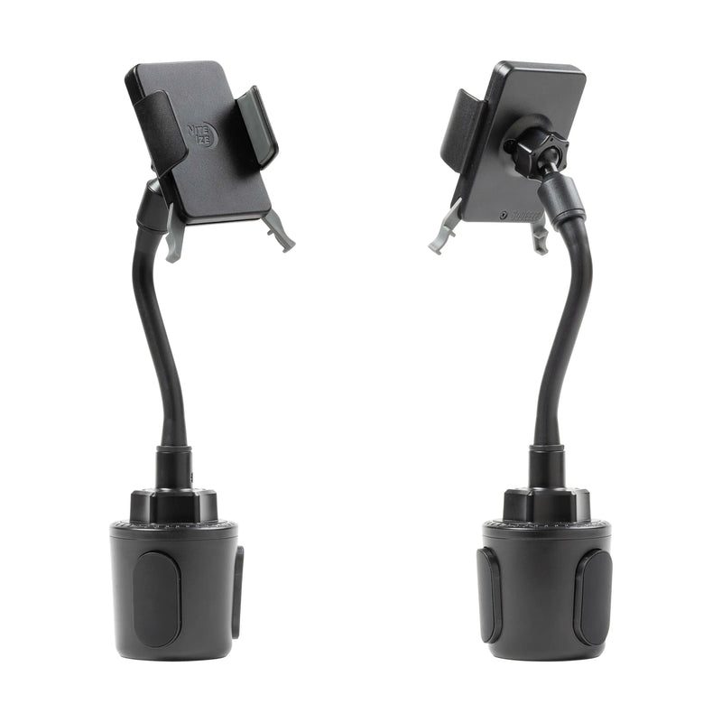 "Squeeze" universal cup holder cell phone holder kit