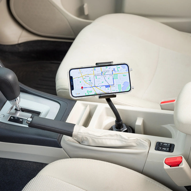 "Squeeze" universal cup holder cell phone holder kit