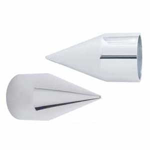 33mm chrome plastic pointed spike push-on lugnut cover w/flange