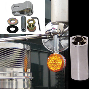 Chrome aluminum 3" pedestal light extension w/mirror arm clamp