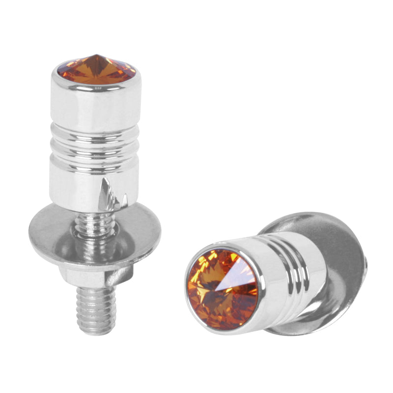 Chrome aluminum license plate mounting bolt w/jewel - PAIR