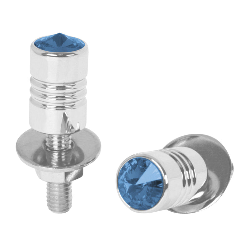 Chrome aluminum license plate mounting bolt w/jewel - PAIR