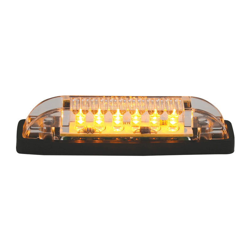 Amber thin line 6 diode LED marker/clearance light - CLEAR lens