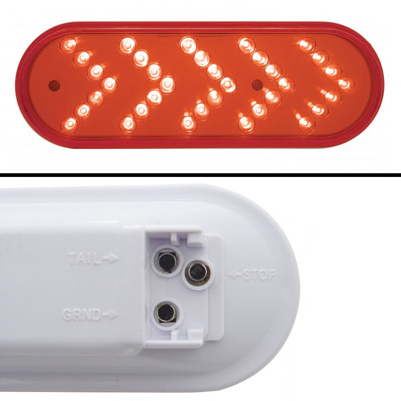 Red oval 35 diode LED park/turn only light w/sequential flashing arrow
