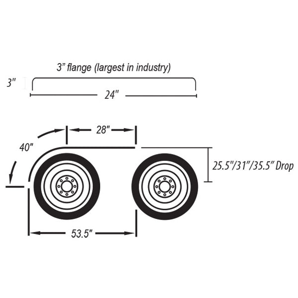 Hogebuilt Standard 80" stainless steel Ultimate Lowrider half fenders - PAIR