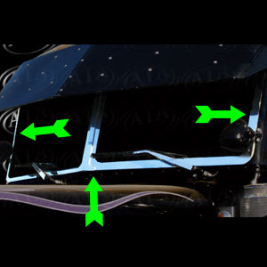 Peterbilt 379/389 stainless steel Extra-Wide exterior windshield trim, 3 piece set