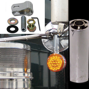 Chrome aluminum 4" pedestal light extension w/mirror arm clamp