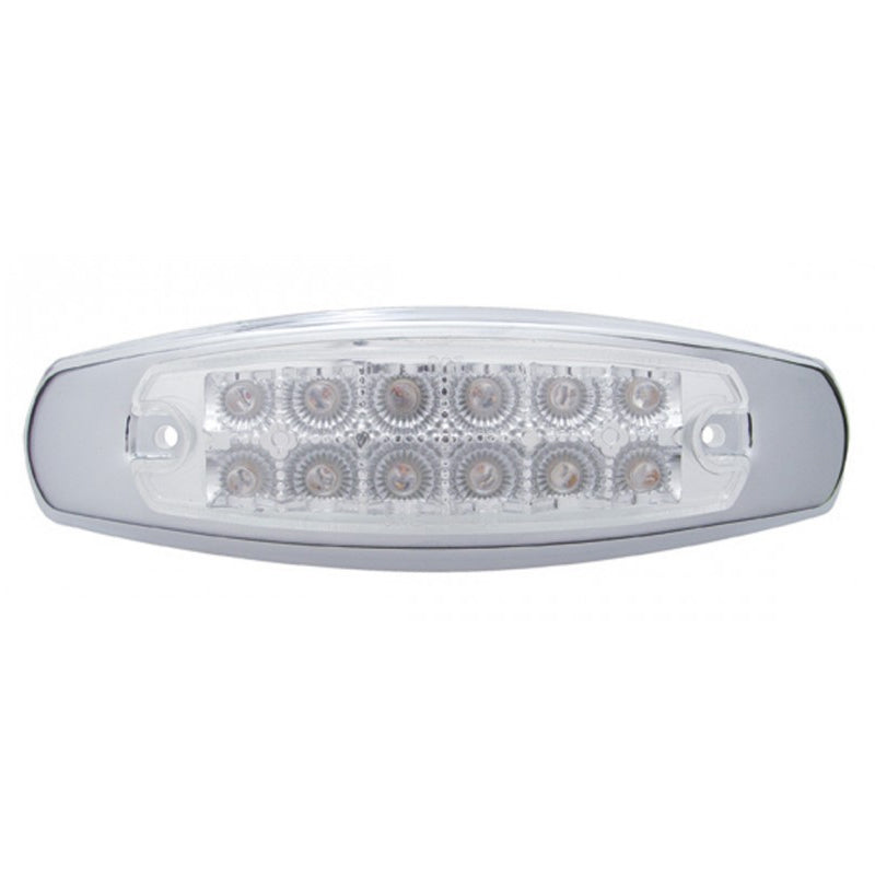 Amber Peterbilt-style 12 diode LED marker light w/reflector - CLEAR lens