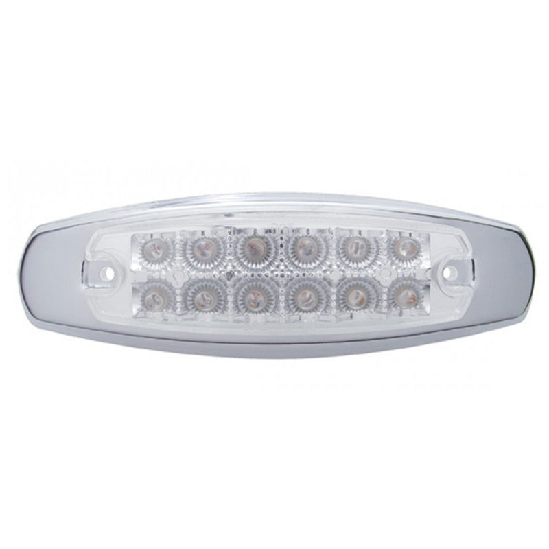 Red Peterbilt-style 12 diode LED marker light w/reflector - CLEAR lens