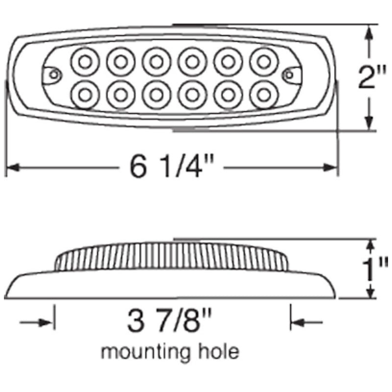 Red Peterbilt-style 12 diode LED marker light w/reflector - CLEAR lens