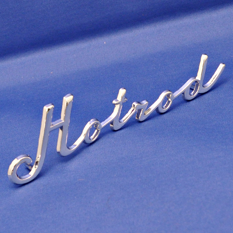 Chrome die cast "Hotrod" emblem w/studs