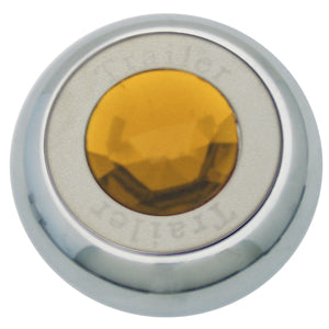 "Tractor" / "Trailer" chrome aluminum screw-on type air brake valve knob w/jewel
