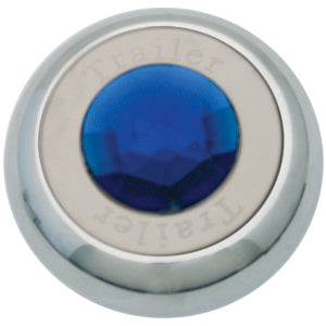 "Tractor" / "Trailer" chrome aluminum screw-on type air brake valve knob w/jewel