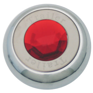 "Tractor" / "Trailer" chrome aluminum screw-on type air brake valve knob w/jewel