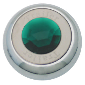 "Tractor" / "Trailer" chrome aluminum screw-on type air brake valve knob w/jewel