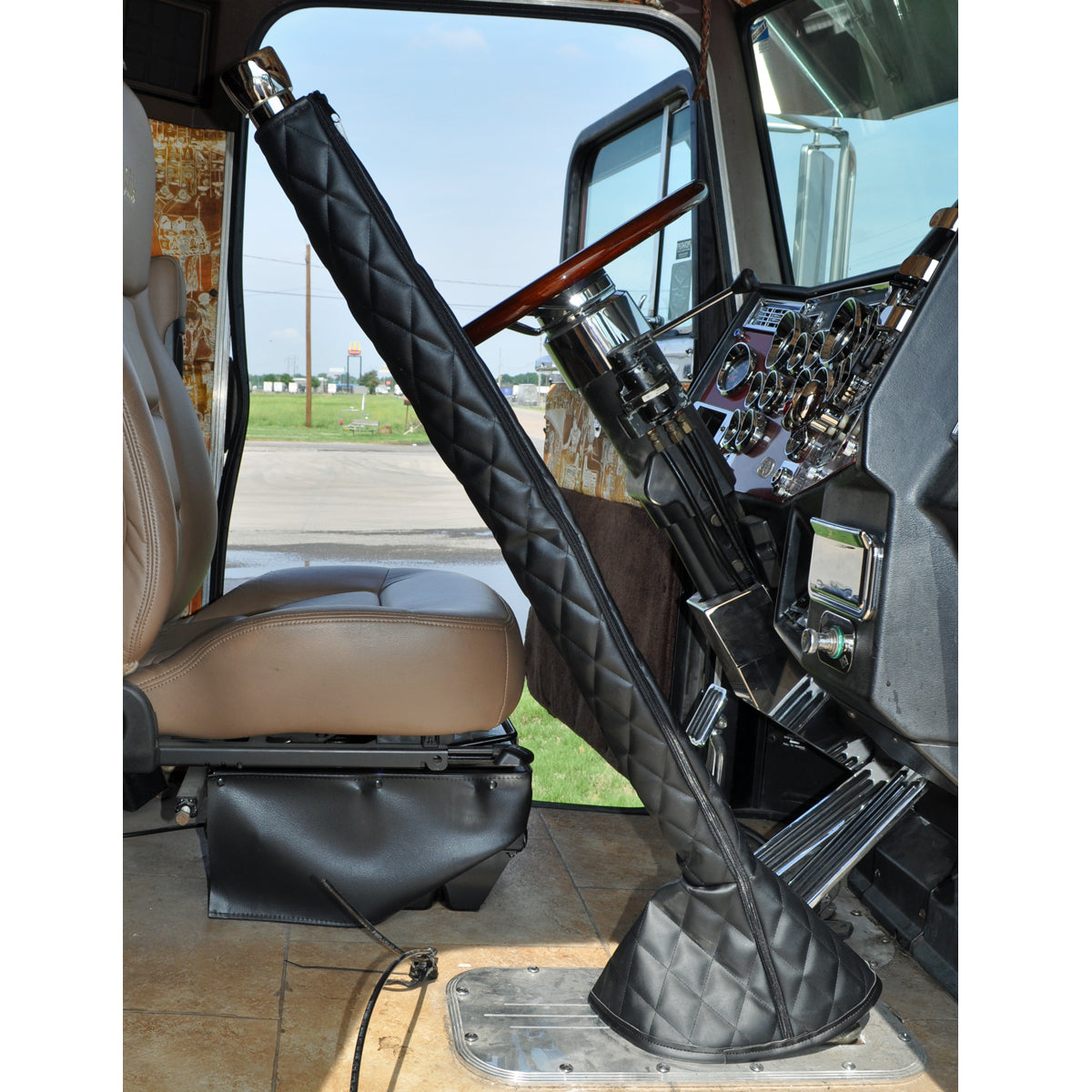 42 quilted vinyl gear shift tower cover and boot — Empire Chrome