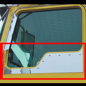 Kenworth w/Daylite Door stainless steel straight under window door trim - PAIR