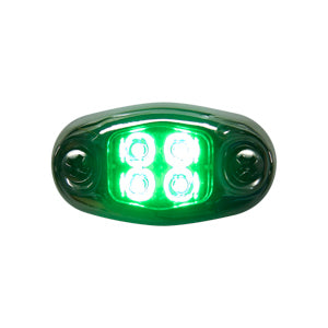 "Dragon" 4 diode LED oval auxiliary light w/chrome cover - Green
