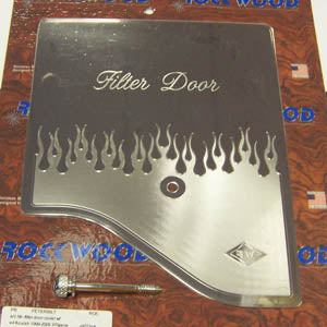 Rockwood Peterbilt 1999-2005 stainless steel Filter Door cover w/flames