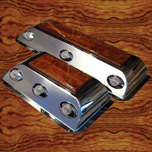 Rockwood Peterbilt stainless steel w/african rosewood door pocket set w/3 LED lights