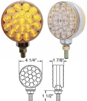 Amber/Red 21 diode LED turn signal pedestal light - CLEAR lens