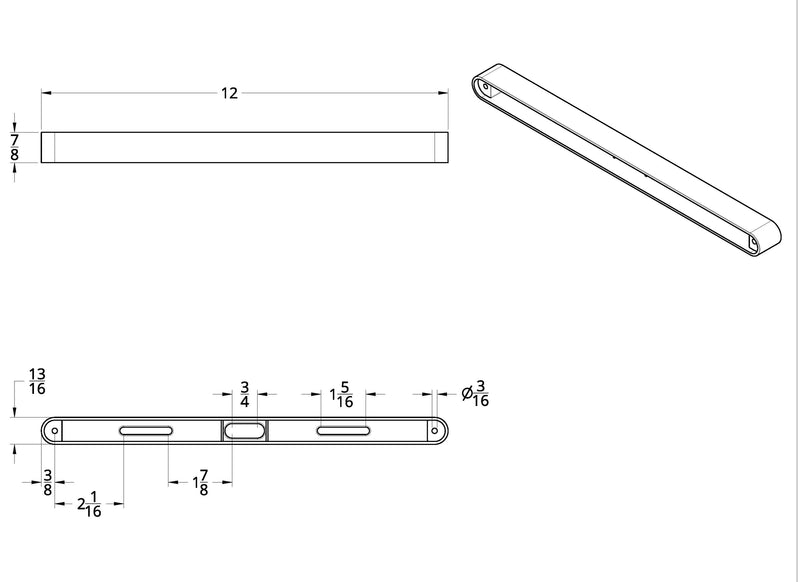 Chrome single-face long LED light bar housing ONLY