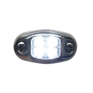 "Dragon" 4 diode LED oval auxiliary light w/chrome cover - White