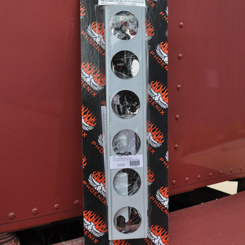 Peterbilt 13" Vortox stainless steel rear air cleaner brackets w/6 round 2" light holes ONLY - PAIR