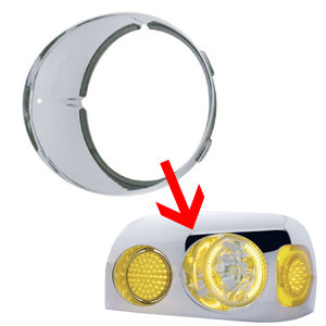 Freightliner Century -2005 chrome plastic inner headlight bezel w/visor - SINGLE