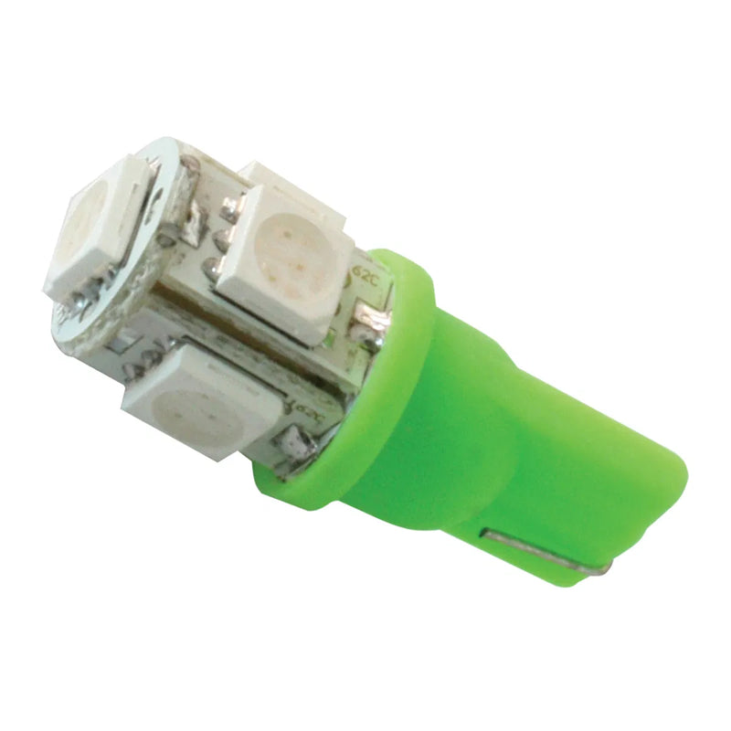 194 LED light bulb - 5 diode radial 360-degree - PAIR - Green