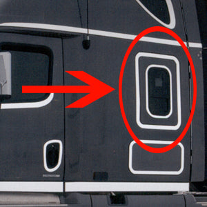 Freightliner Cascadia stainless steel sleeper door and window trim