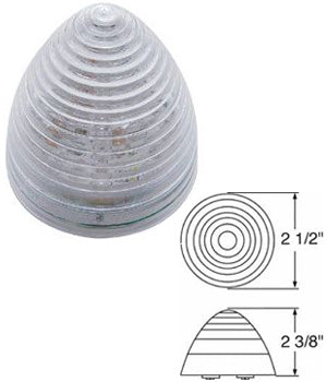 Red 2.5" beehive 13 diode LED marker/clearance light - CLEAR lens