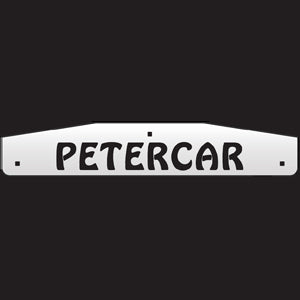 24" stainless steel cutout mudflap weights w/backs - PAIR - "Petercar"