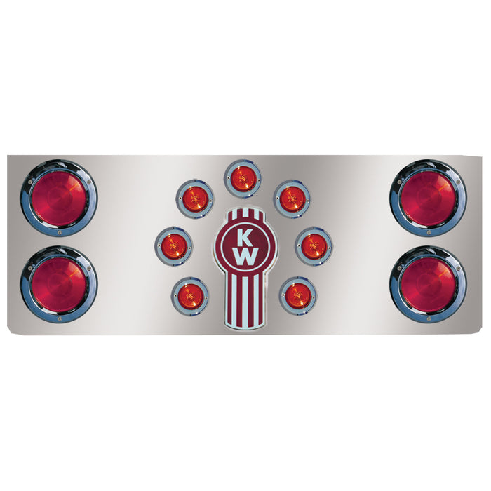 14" stainless steel rear center panel w/4 round 4" holes, 7 round 2" light holes