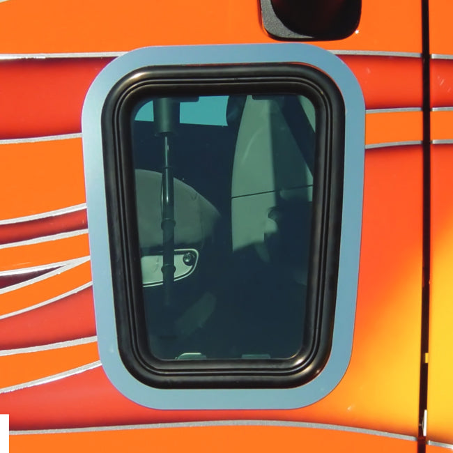 Peterbilt 387 stainless steel view window surround