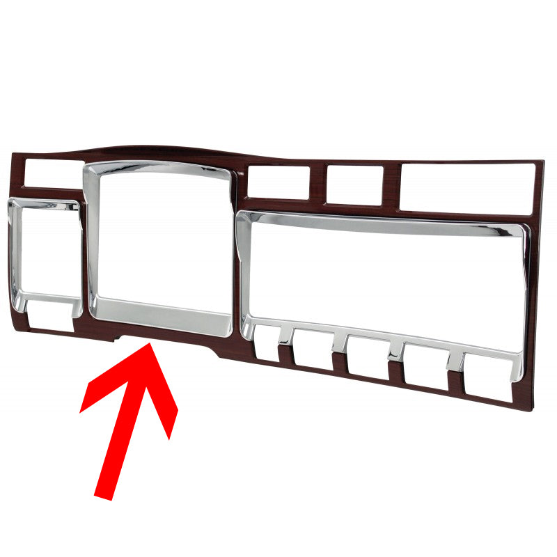 Kenworth W900/T660 chrome Speedometer/Tachometer gauge panel surround trim w/visor