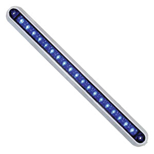 12" long 19 diode LED marker light bar w/chrome base - Blue