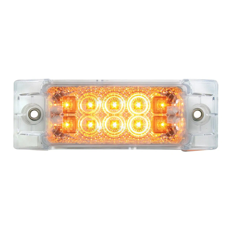 Spyder Amber 10 diode 2" x 6" rectangular LED trailer light - CLEAR lens