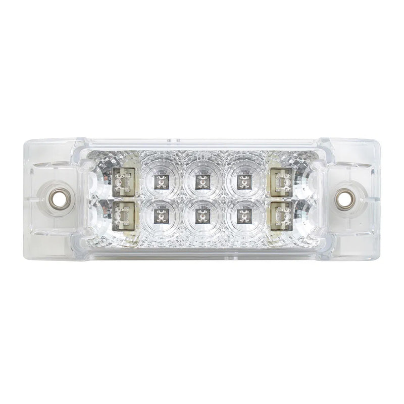 Spyder Amber 10 diode 2" x 6" rectangular LED trailer light - CLEAR lens