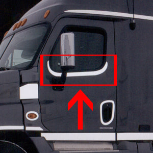 Freightliner Cascadia 2008-2017 stainless steel upper door, under window trim - PAIR